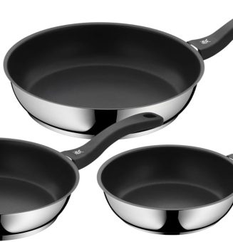 WMF Devil Pfannenset Induktion 3-teilig, Bratpfanne 24, 20, 28 cm, Induktion, Cromargan Edelstahl beschichtet, Kunststoffgriff